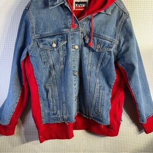 Levi's Blue Denim Jacket with Red Accents L